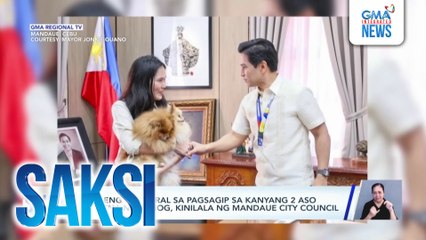 Babaeng nag-viral sa pagsagip sa kanyang 2 aso sa gitna ng sunog, kinilala ng Mandaue City Council | Saksi