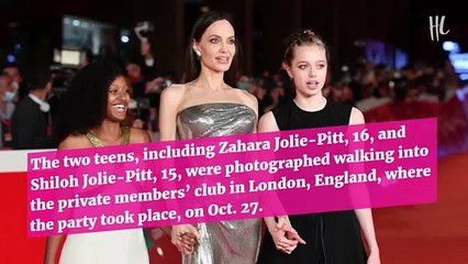 Shiloh Jolie-pitt Rocks A Jean Jacket While Sister Zahara Wears A Yellow Dress Out With Mom Angelina