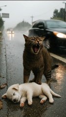 Kind-Hearted Girl Rescues a Poor Unconscious Cat Lying on the Roadside 🐾✨