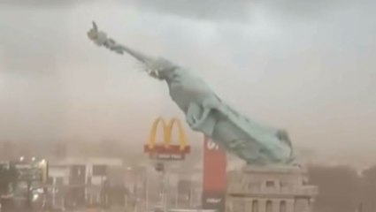 Statue of Liberty replica collapses after being battered by high winds in Brazil