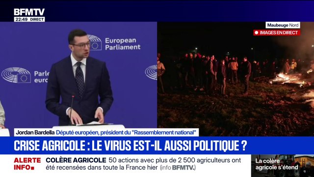 Mercosur: L'art du double discours à son paroxysme estime Jordan Bardella (RN) au Parlement européen