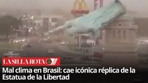 Vientos en Brasil provoca caída de réplica de la Estatua de la Libertad