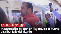 Alcalde de Tlajomulco no logra subir al tren en inauguración