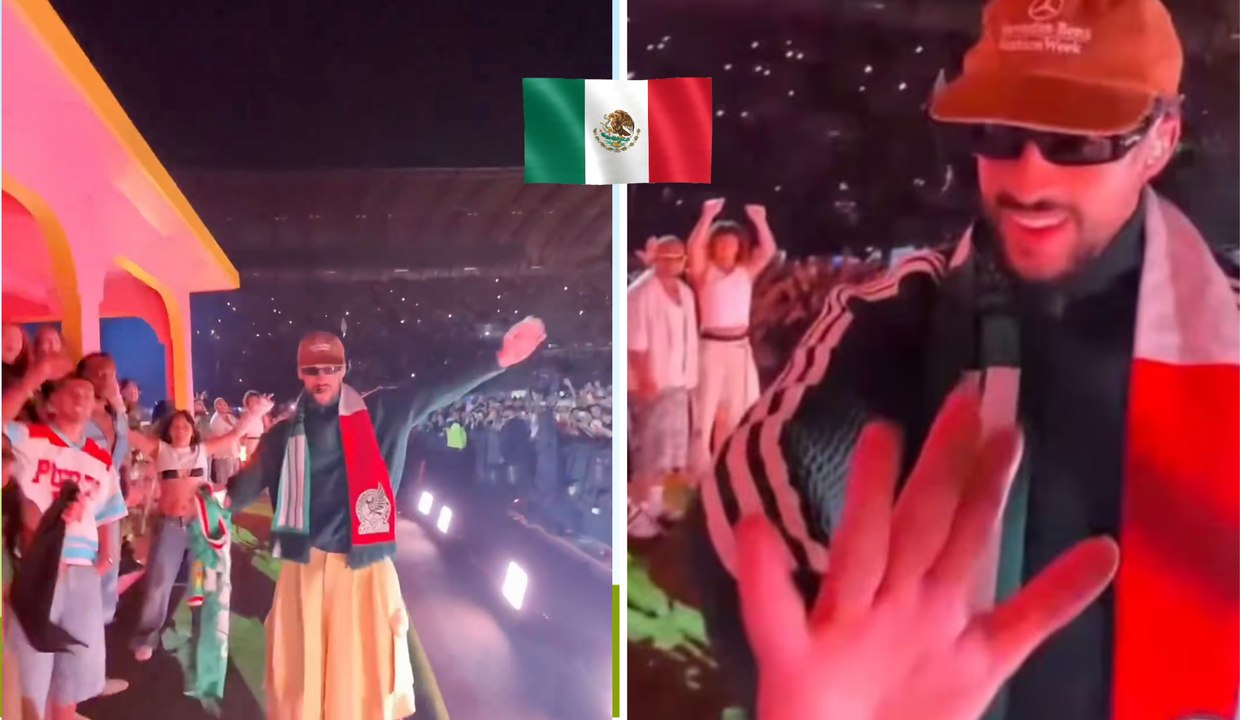 Bad Bunny usa la bufanda de la Selección Mexicana en pleno concierto en Estadio GNP Seguros