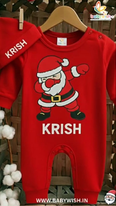 Christmas Special Personalized Baby Full Romper (0–12 Months) | Santa Print | Babywish