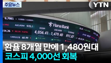 환율 8개월 만에 1,480원대...코스피 4,000선 회복 / YTN