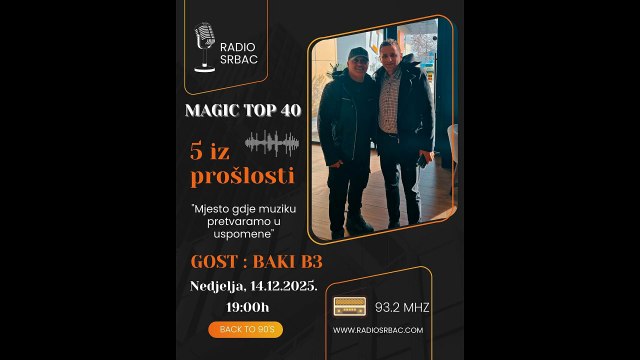 BAKI B3 | MAGIC TOP 40 | Rubrika 5 iz prošlosti | Radio Srbac | 14.12.2025.