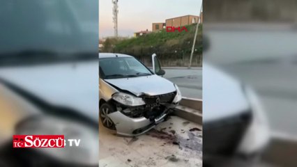 Esenyurt’ta sürücüsünün direksiyon hakimiyetini kaybettiği otomobil kaldırıma çıktı