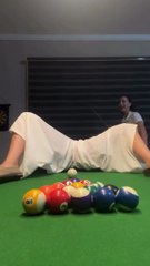 When Your Pool Shot Requires Extreme Dedication (and Flexibility) 😂