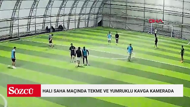 Halı saha maçında tekme ve yumruklu kavga kamerada