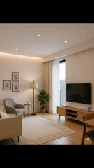 "Cozy modern living room vibes 🌟✨ Minimalist elegance with soft neutrals, warm lighting, and a touch of green for that fresh feel. Perfect spot to unwind and binge-watch your fav shows! #InteriorDesign #HomeDecor #LivingRoomGoals #CozyVibes