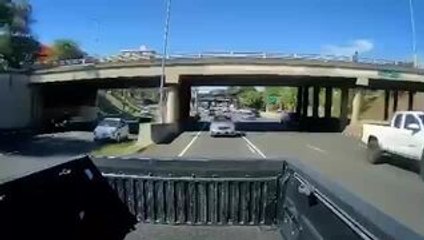 Car Rear-Ends Vehicle During Freeway Merge