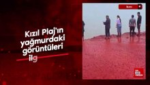 İran'ın Kızıl Plaj'ının yağmurdaki görüntüleri ilgi çekti