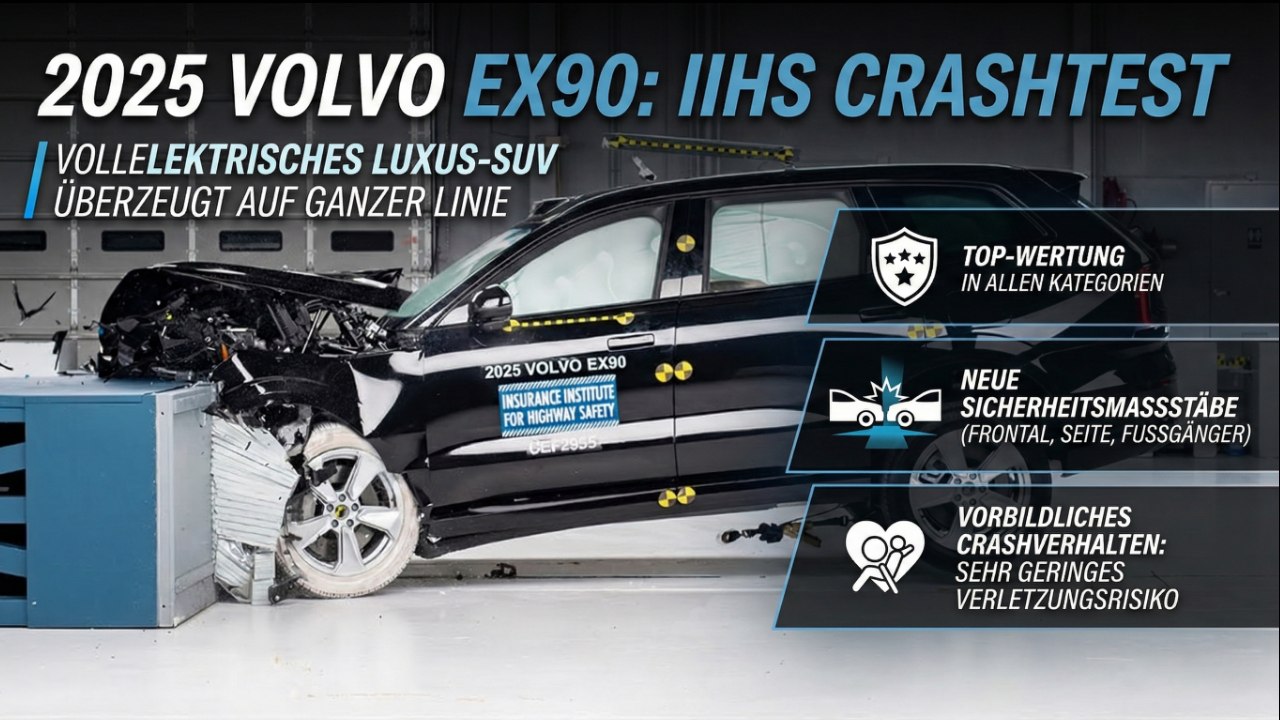 Volvo EX90 im IIHS Crashtest: Vollelektrisches SUV überzeugt auf ganzer Linie