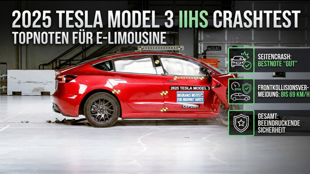 Crashsicher? 2025 Tesla Model 3 überzeugt im IIHS Crashtest