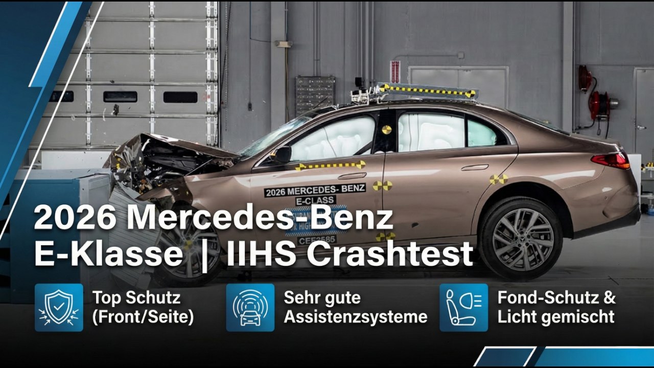 Mercedes-Benz E-Klasse 2026 im IIHS Crashtest – Oberklasse-Check