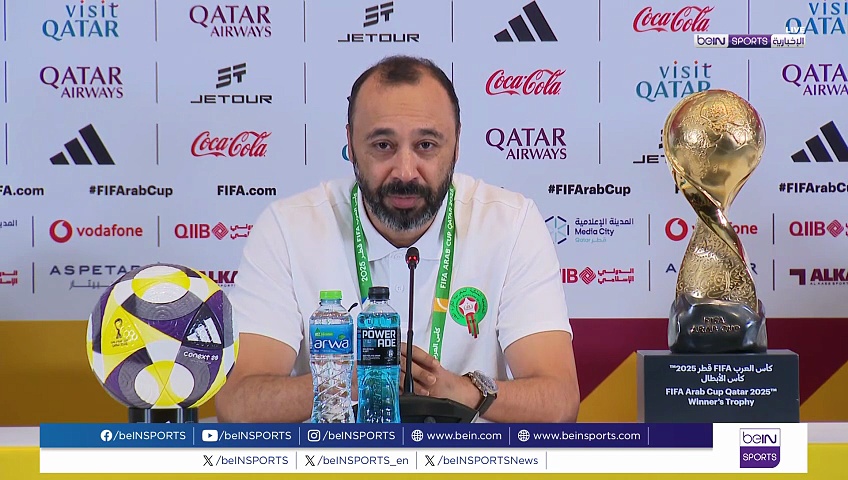 قبل نهائي كأس العرب FIFA قطر 2025™ - السكتيوي: "نتمنى التوفيق وتحقيق الفوز من أجل إسعاد الجماهير المغربية"