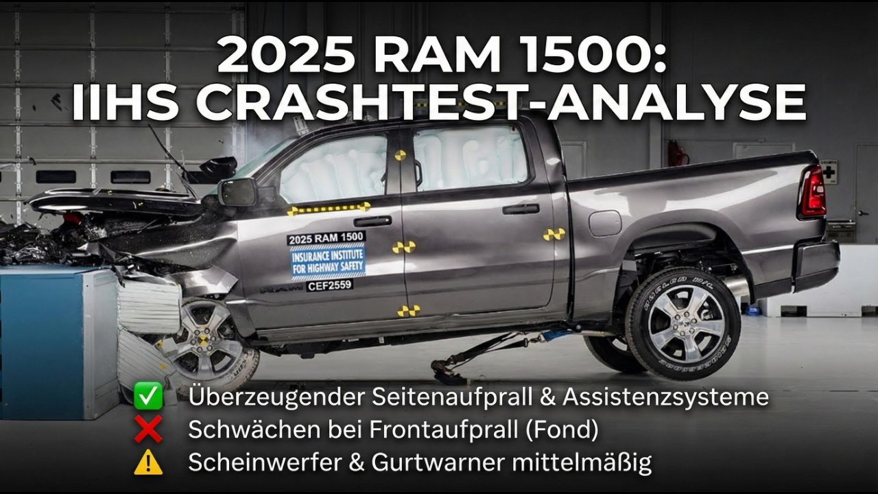 Scheinwerfer, Gurtwarner & LATCH: Ram 1500 im IIHS Crashtest-Check