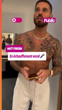 Dans les coulisses, Matt Pokora prépare sa voix avant le concert