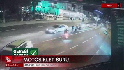 İzmir’de ‘50 km hız sınırı’ olan yerde hız yaparak, motosiklete çarptı