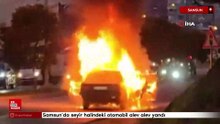Samsun'da seyir halindeki otomobil alev alev yandı
