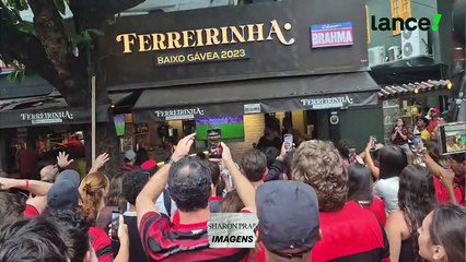 Torcida do Flamengo comemora gol de Jorginho