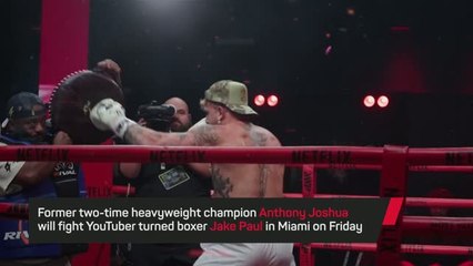 Anthony Joshua and Jake Paul show off skills at open workout