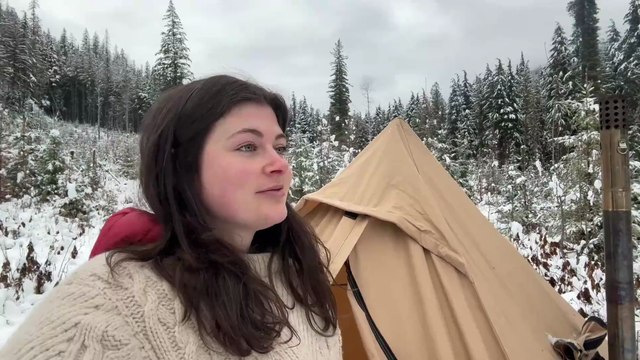 Solo Girl In Winter Hot Tent Camping In A Snowstorm