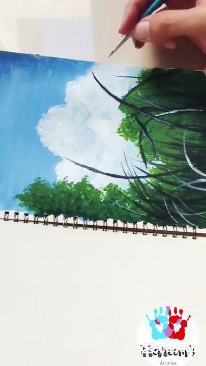 Nature landscape easy painting, painting tutorials, landscape painting ideas