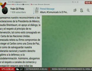 Venezuela agradece las declaraciones de paz y diálogo de la presidenta de México Claudia Sheinbaum