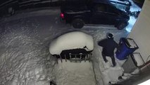 Man Slips on Snow While Heading Outside and Falls Hard