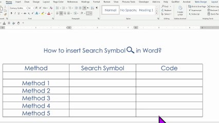 How to Insert Search Symbol () in MS Word