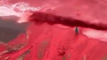 'Blood rain' flows down Iranian mountain