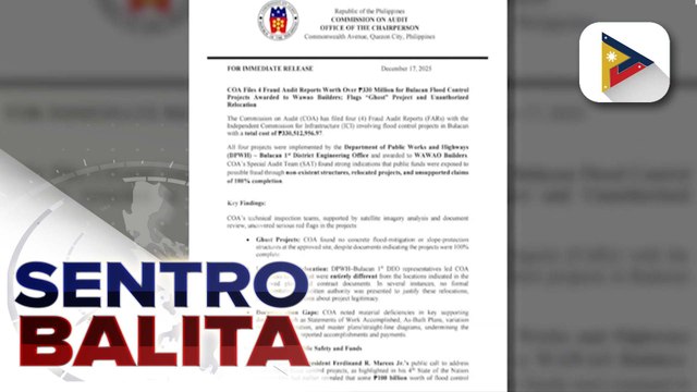 COA, nagsumite ng audit reports sa ICI hinggil sa ‘ghost’ at ‘unauthorized’ flood control projects sa Bulacan