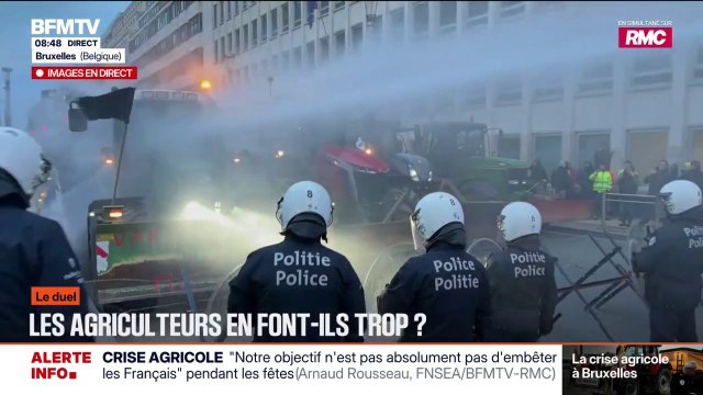 Colère agricole: des canons à eau mobilisés pour faire face aux tracteurs à Bruxelles