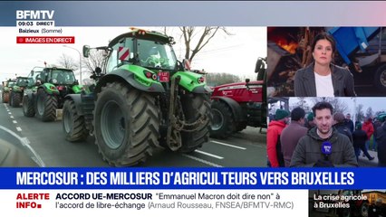 Cet agriculteur de Seine-et-Marne prend part au cortège de près de 400 tracteurs en direction de Bruxelles pour protester contre le Mercosur