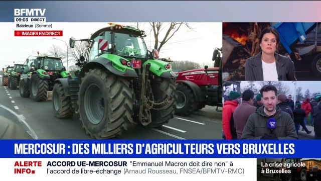 Cet agriculteur de Seine-et-Marne prend part au cortège de près de 400 tracteurs en direction de Bruxelles pour protester contre le Mercosur