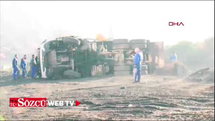 Üsküdar’da hafriyat kamyonu moloz dökümü sırasında devrildi; şoför yaralandı