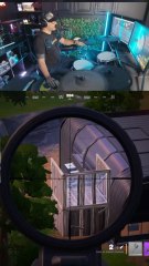 Top 1, au sniper sur Fortnite avec une batterie. Le Noscope de la fin est incroyable.