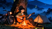 Midnight Camping - Relaxing Acoustic Guitar & Fireplace Sounds