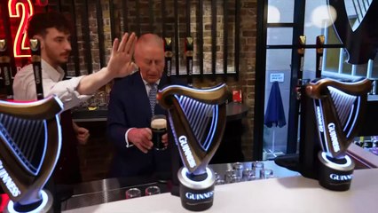 King Charles pulls pint during brewery visit