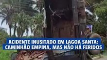 Caminhão de entulho empina em rua de Lagoa Santa; ninguém se fere