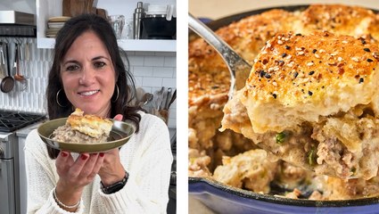 How to Make Biscuits and Gravy Skillet Pot Pie
