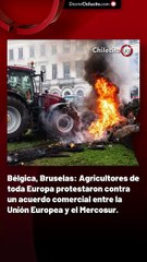 Bélgica, Bruselas: Agricultores de toda Europa protestaron contra un acuerdo comercial entre la Unión Europea y el Mercosur.