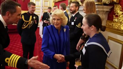 Queen Camilla greets sailors at reception