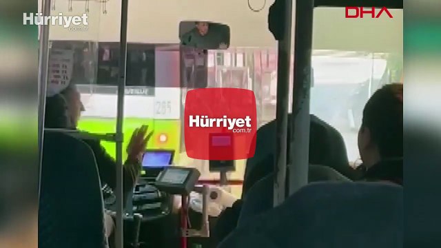 Otobüs şoförü ile kadın yolcunun kavgası kamerada