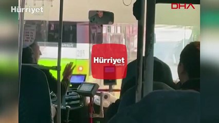 Otobüs şoförü ile kadın yolcunun kavgası kamerada