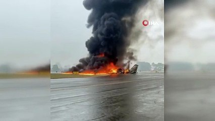 ABD’de havaalanına iniş yapan özel jet düştü