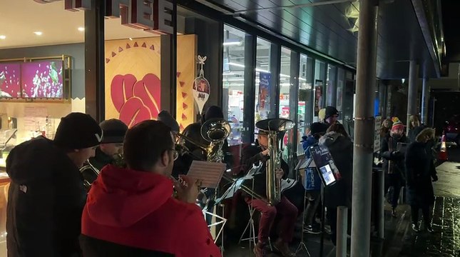 The Manx Concert Brass and the Manx Youth Band performing in Crosby