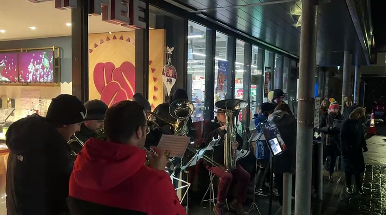 The Manx Concert Brass and the Manx Youth Band performing in Crosby